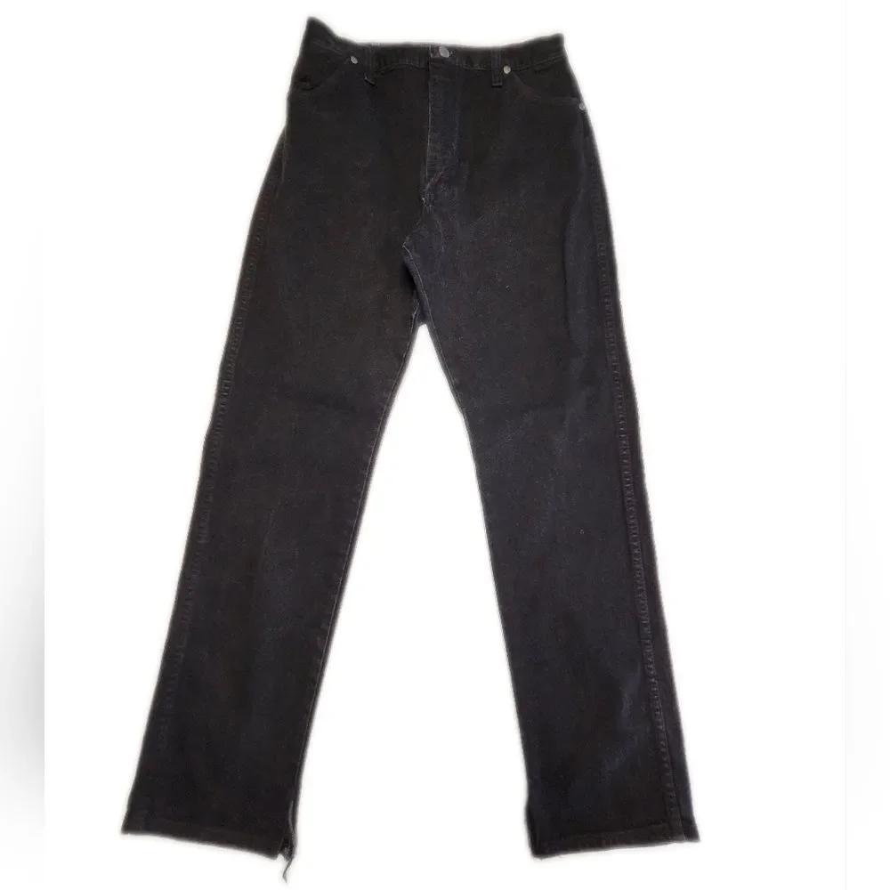 Wrangler 100% Cotton Rigid Denim Black Straight Leg Jeans 15x32